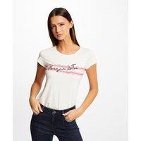 Printed Cotton Mix T-Shirt with Short Sleeves and Crew Neck