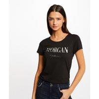 Logo Print T-Shirt in Cotton Mix with Short Sleeves and Crew Neck
