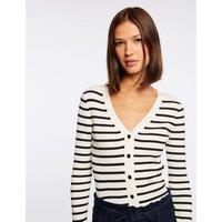 Milia Striped Short Cardigan in Fine Knit