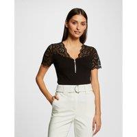 Short Sleeve T-Shirt with Lace Panel