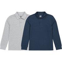 Pack of 2 Polo Shirts with Long Sleeves in Cotton