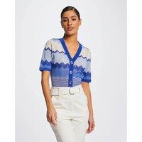 Chevron Print Cardigan with Short Sleeves