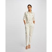 Straight Buttoned Jumpsuit in Cotton Mix
