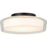 Bathroom Opal Ceiling Light with Matt Black Plate