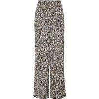 Wide Leg Trousers in Leopard Print with Tie-Waist