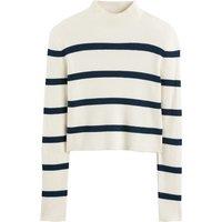 Striped Cropped Jumper with Funnel Neck