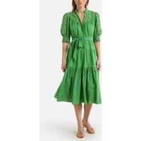 Cora Cotton Tiered Dress with Tie-Waist