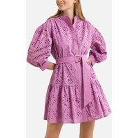 Carlota Full Mini Dress in Broderie Anglaise Cotton