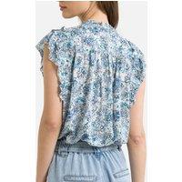 Luce Floral Ruffled Blouse with Cap Sleeves