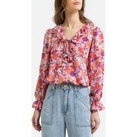 Livia Ruffled Floral Blouse with V-Neck and Long Sleeves