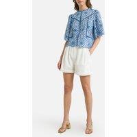 Loucia Embroidered Cotton Blouse with Short Sleeves