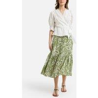Louisa Wrapover Blouse with Puff Sleeves in Cotton Mix