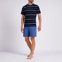 Cotton Short Pyjamas with Striped Crew Neck Top
