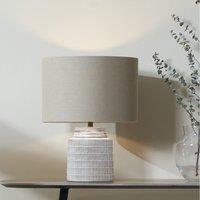 White Wash Wood Textured Table Lamp