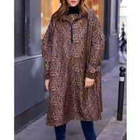 Karl Hooded Rain Poncho in Leopard Print