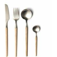 Emako Stainless Steel and Ash Wood 16-Piece Cutlery Set