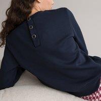 Back Buttoned Sweatshirt in Cotton Mix with Crew Neck