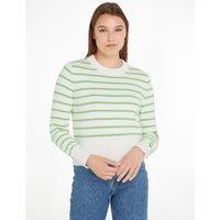 Striped Cotton Mix Jumper with Crew Neck