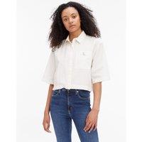 Cotton Cropped Blouse with Short Sleeves