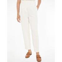 Linen Mix Trousers with Pleat Front and High Waist