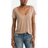 V-Neck T-Shirt with Logo on Back and Short Sleeves
