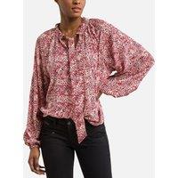Printed Pussy Bow Blouse with Long Sleeves