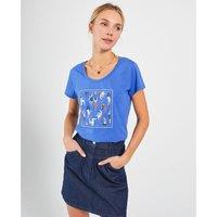 Printed Cotton T-Shirt with Scoop Neck and Short Sleeves