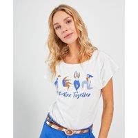Printed Cotton T-Shirt with Scoop Neck and Short Sleeves