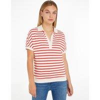 Striped Polo Shirt with Short Sleeves