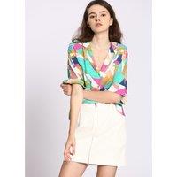 Printed Cropped Blouse with Short Sleeves