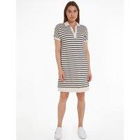 Striped Mini Polo Dress with Short Sleeves
