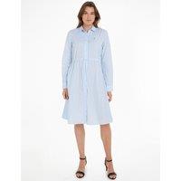 Striped Cotton Shirt Dress with Long Sleeves