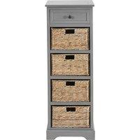 Tall Wooden Drawers with Banana Leaf Basket Storage