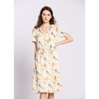 Printed Knee-Length Dress with Short Sleeves
