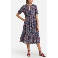 Printed Midi Dress with Short Sleeves