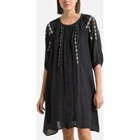 Embroidered Mini Dress with 3/4 Length Sleeves