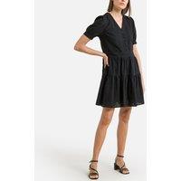 Cotton Full Mini Dress with Short Puff Sleeves