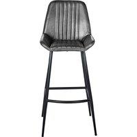 Retro Leather Stool with Iron Legs