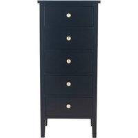 Luxe Pine Wood 5 Drawer Tall Boy