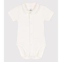 Cotton Short Sleeve Bodysuit with Peter Pan Collar