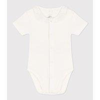 Organic Cotton Bodysuit with Ruffled Collar and Short Sleeves