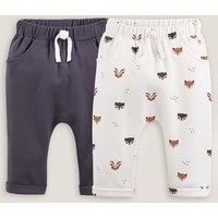Pack of 2 Joggers in Cotton, Plain/Fox Print