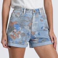 Printed Denim Shorts