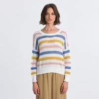 Striped Cotton Mix Jumper in Loose Fit