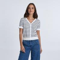 Striped Short Sleeve Cardigan