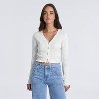 Pointelle Knit Cropped Cardigan