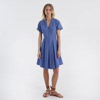Striped Full Dress with V-Neck