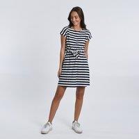Breton Striped Mini Dress in Cotton Mix with Tie-Waist
