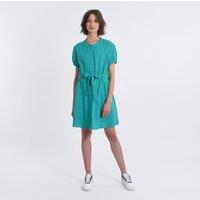Cotton Buttoned Mini Dress with Tie-Waist