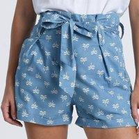 Printed Tie-Waist Shorts in Cotton Mix